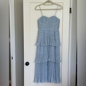 NWT Self Portrait Metallic Floral Tiered Midi Dress